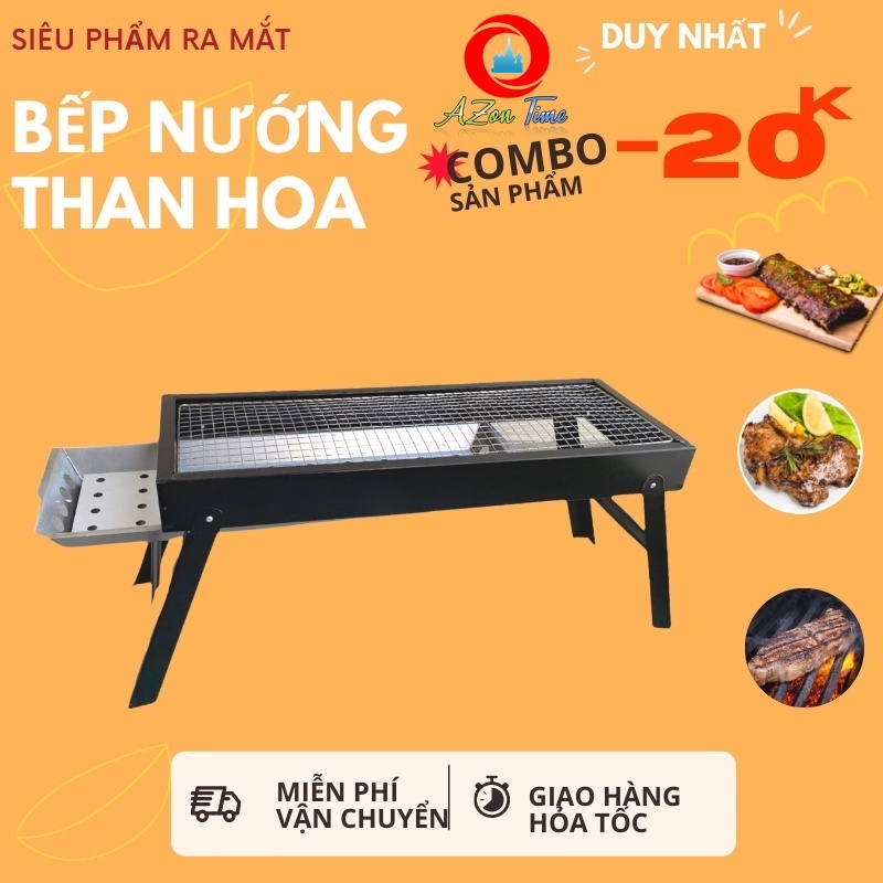 (BẾP NƯỚNG - BLR03) Bếp nướng than hoa loại dài, Bếp nướng ngoài trời cao cấp nhỏ gọn tiện ích, bếp nướng BBQ