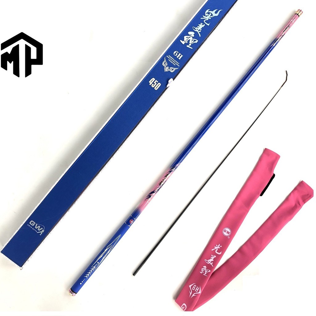 Cần câu tay 6H GW FISHINGTIME , tặng kèm đọt cần , 3m6 - 3m9 - 4m5 - 4m8 Hồng Tím hàng chuẩn y hìnhg