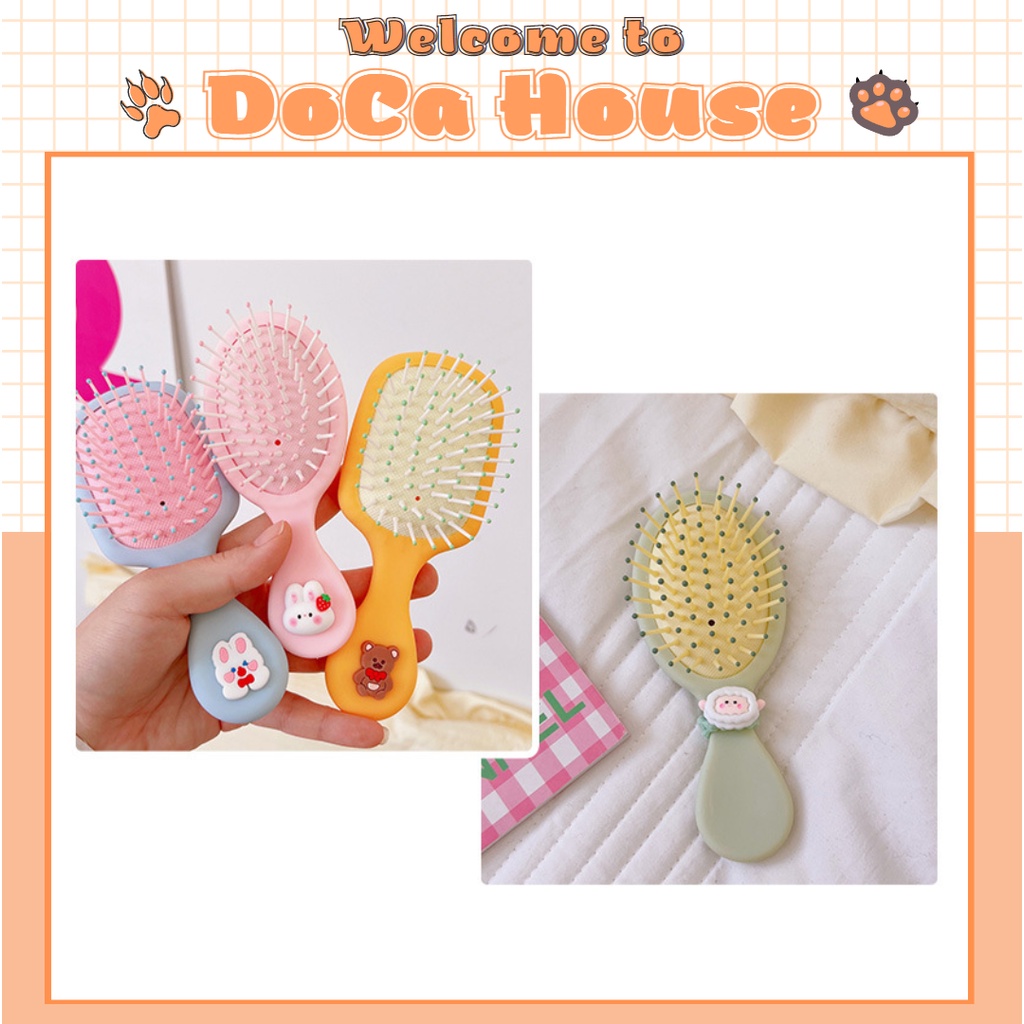 Lược Massage Da Đầu Mini, Lược Gỡ Rối Đệm Khí Cầm Tay Chống Rụng Tóc Màu Sắc Ngọt Ngào Kèm Charm Xinh Xắn