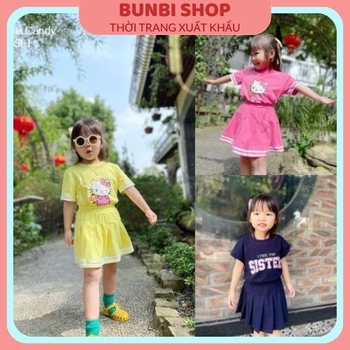Bộ cotton xước dáng thể thao mùa hè cho bé gái siêu đẹp 2-12(13-45kg), hàng việt nam xuất khẩu chuẩn
