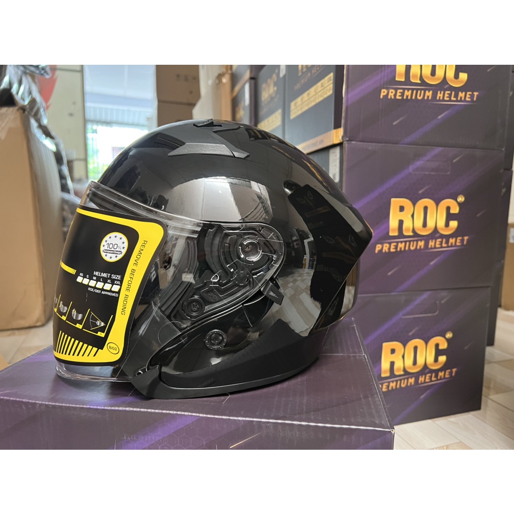 MŨ BẢO HIỂM 3/4 ROC 02 SIZE M L XL-MŨ BẢO HIỂM CHÍNH HÃNG CÓ KÍNH PULBOX