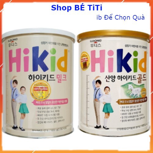 Sữa Hikid Bò, Dê tăng chiều cao đủ vị 600-700g Date mới [Tem chống hàng giả]
