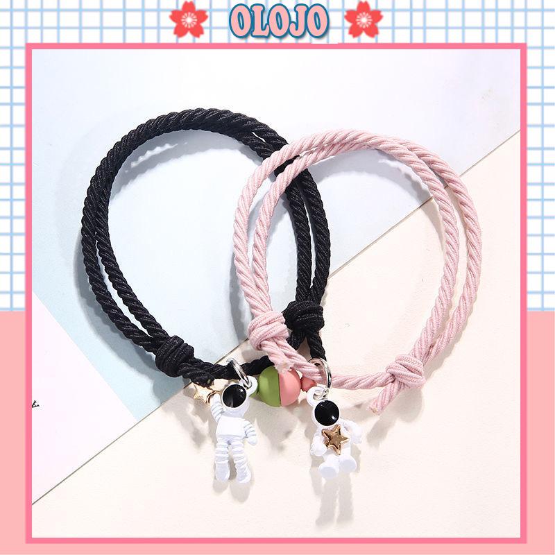 1 Cặp Vòng Tay Dây Thừng Bện Gắn Nam Châm Hình Phi Hành Gia Thời Trang Dành Cho Cặp Đôi Học Sinh Nữ