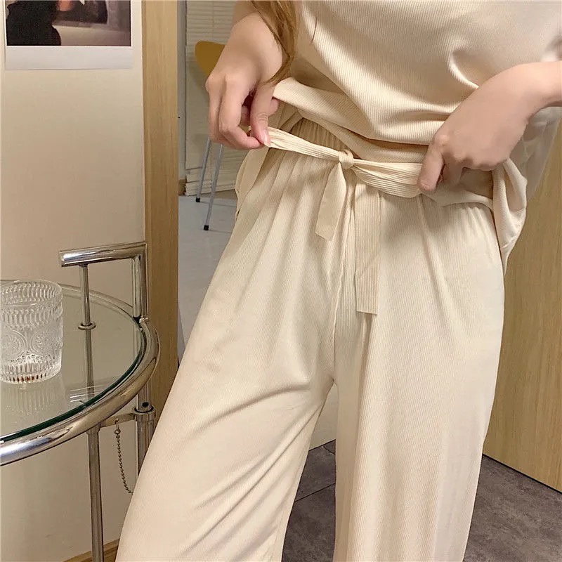 Bộ Đồ Ngủ Tay Ngắn Dáng Rộng Vải Lụa Lạnh Mềm Màu Trơn Thoải Mái Phong Cách Hàn Quốc | BigBuy360 - bigbuy360.vn