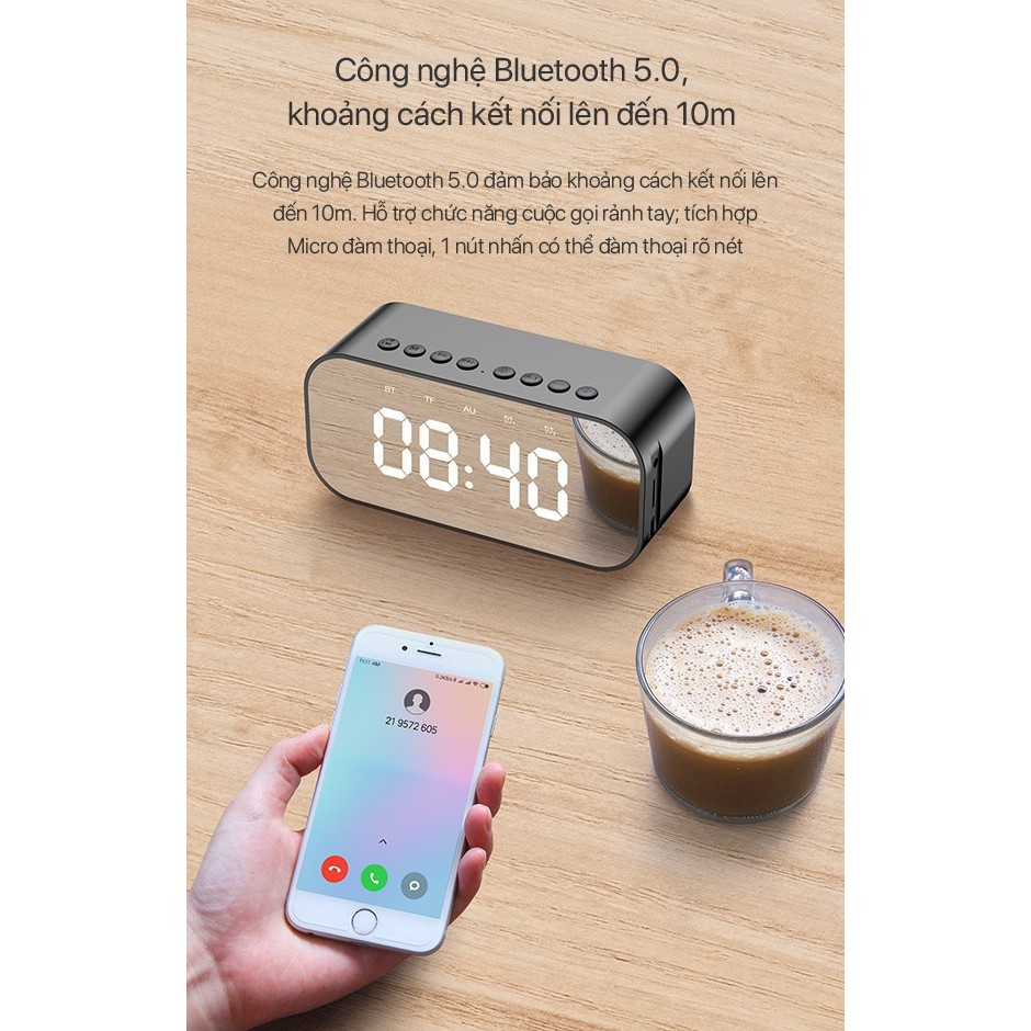 Loa Bluetooth 5.0 ROBOT RB550 HIỂN THỊ ĐỒNG HỒ MÀN HÌNH LED KÈM BÁO THỨC - BẢO HÀNH 12 THÁNG