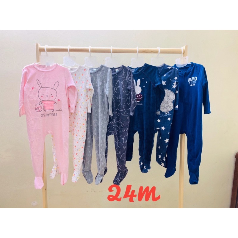 Bộ bodysuit nỉ bông/ nỉ nhung xuất dư cho bé sơ sinh đến 36m