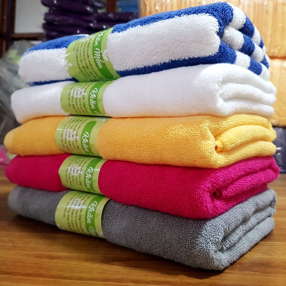 Khăn Tắm Dùng Cho Gia Đình Spa Khách Sạn 100% Cotton Thấm Hút Không Ra Màu