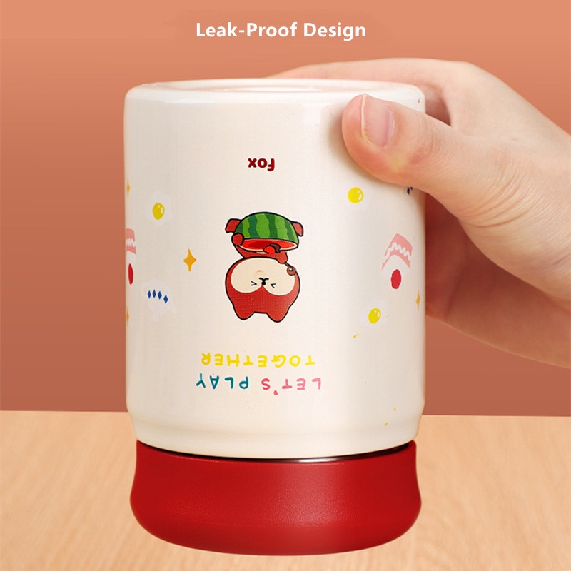 Hộp Đựng Cơm Trưa Giữ Nhiệt Bằng Thép Không Gỉ 304 320ml Kiểu Dáng Hoạt Hình Dễ Thương