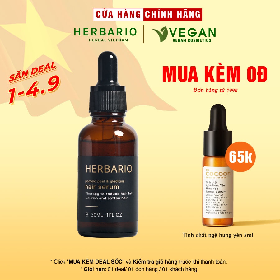 Serum mọc tóc Vỏ Bưởi và Bồ Kết Herbario 30ml