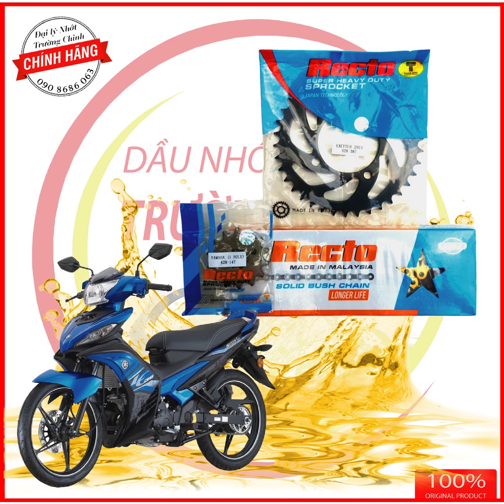 Nhông sên dĩa Recto dành cho xe Exciter 135  38T sên vàng hàng chính hãng