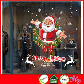 Decal ông già noel dán kính đẹp [FREESHIP] trang trí nhà cửa có keo sẵn - decal amyshop