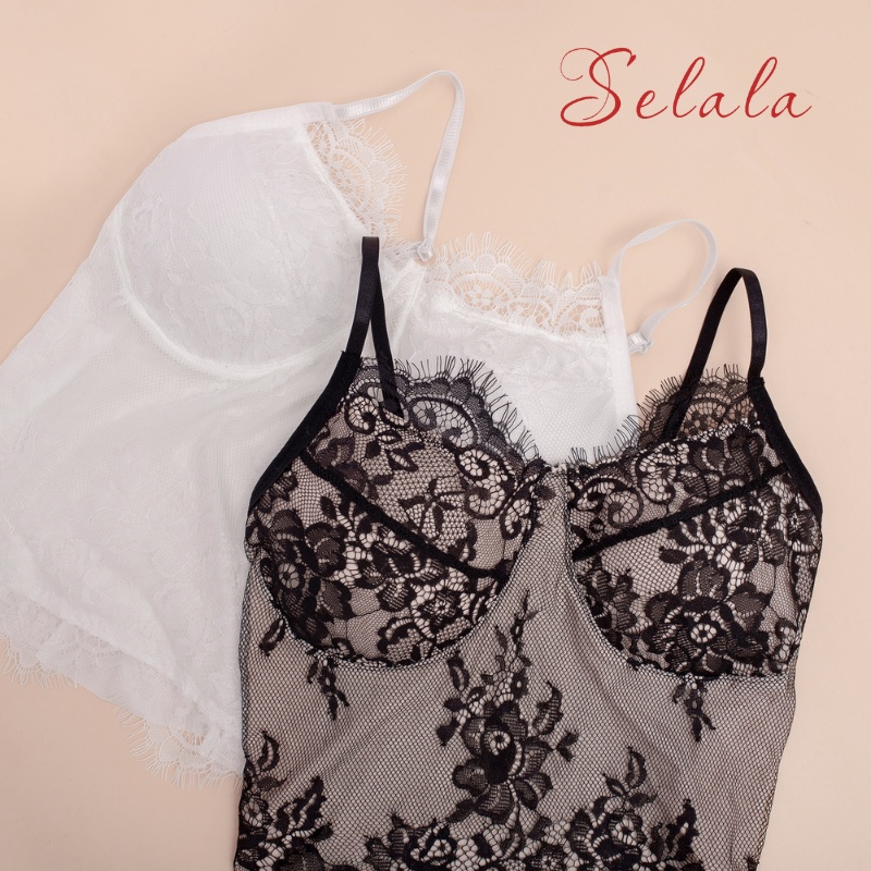 Áo 2 Dây Selala Phối Ren Dáng Dài Siêu Ôm Sexy Quyến Rũ V02