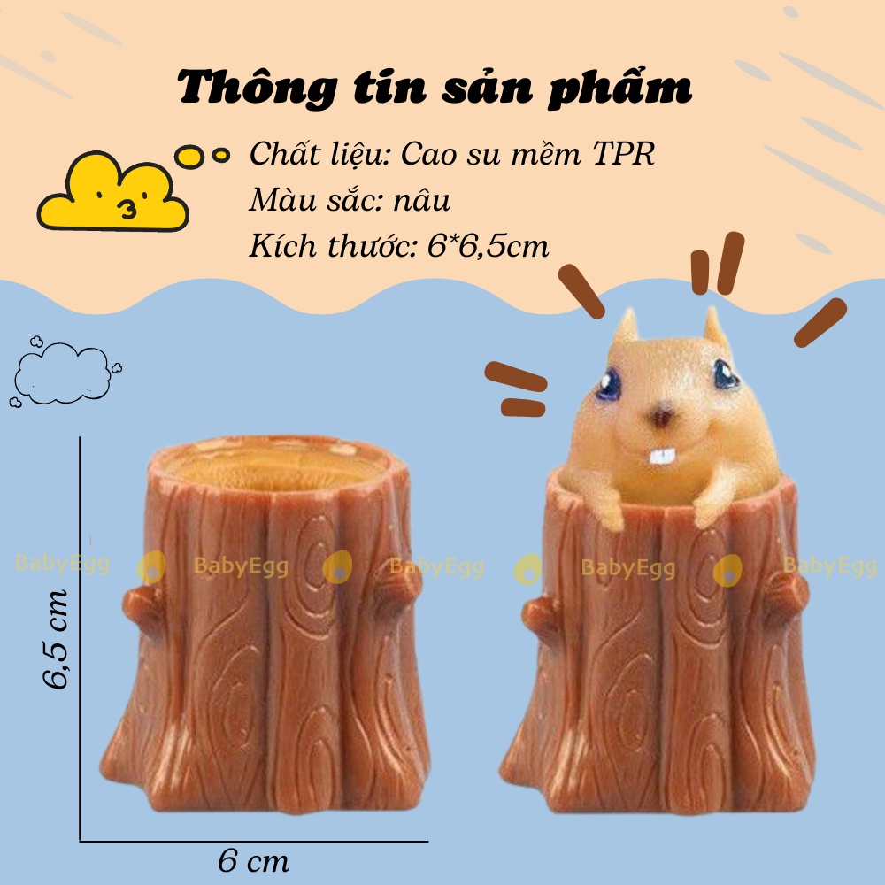 SÓC CHUỘT NÂU dẻo siêu kute Squishy hình SÓC NÂU TRỐN TRONG GỐC CÂY GUDETAMA đáng yêu