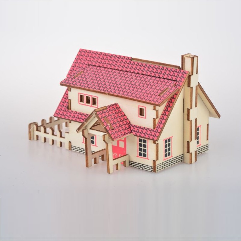 Đồ chơi lắp ráp gỗ 3D Mô hình Nhà Ranch House Laser