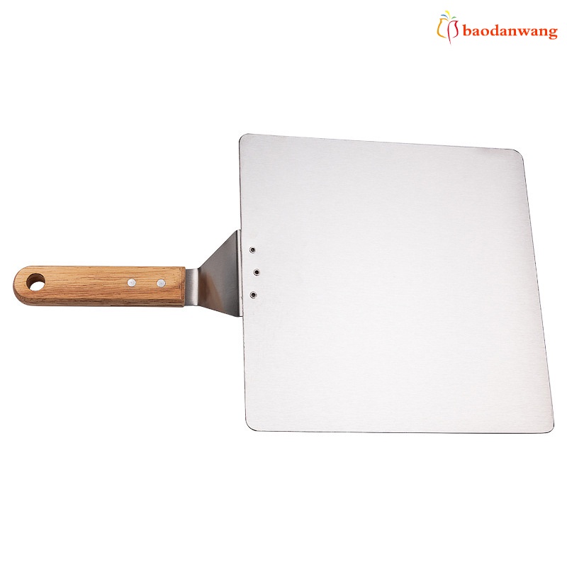 Xẻng xúc bánh pizza bằng thép không gỉ 10 inch tay cầm gỗ tiện dụng