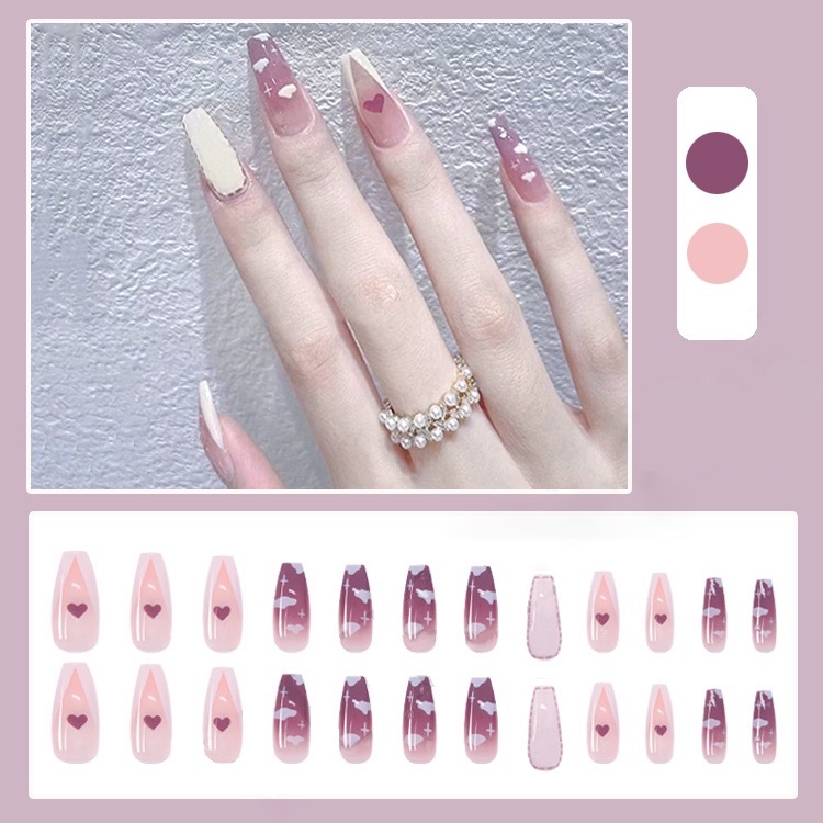 Set 24 Móng Tay Giả Kiểu Pháp