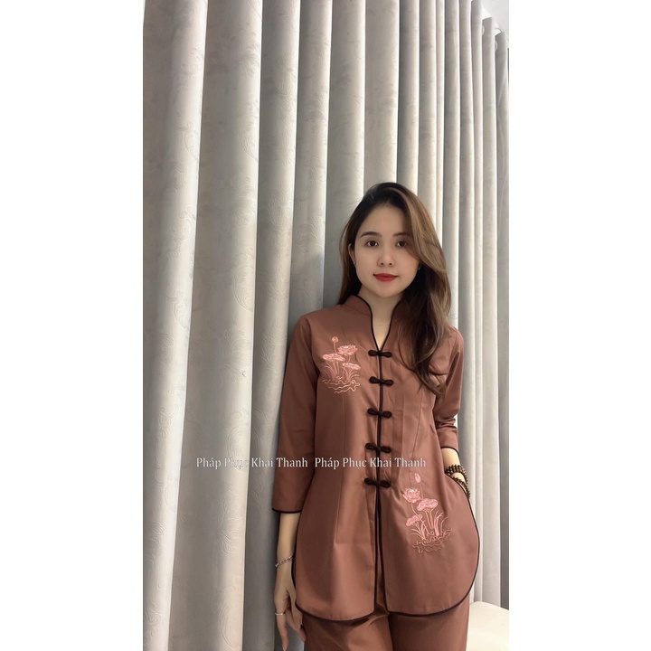 Áo Lam đi Chùa - Mẫu KaTe Cổ Tàu, chất vải dầy mềm mịn, đường kim mũi chỉ sạch đẹp