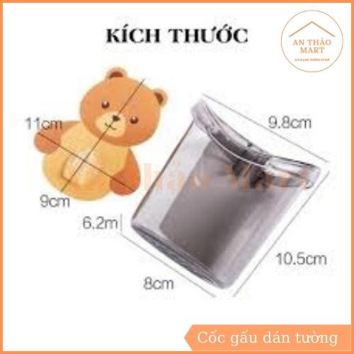 Cốc Gấu Dán Tường Nhà Tắm Siêu Dính, Cốc Đựng Bàn Chải Đánh Răng Tiện Lợi