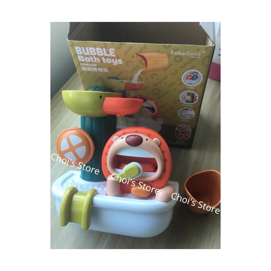 Đồ chơi nhà tắm Sư tử xoay nước, đánh răng tạo bọt đáng yêu