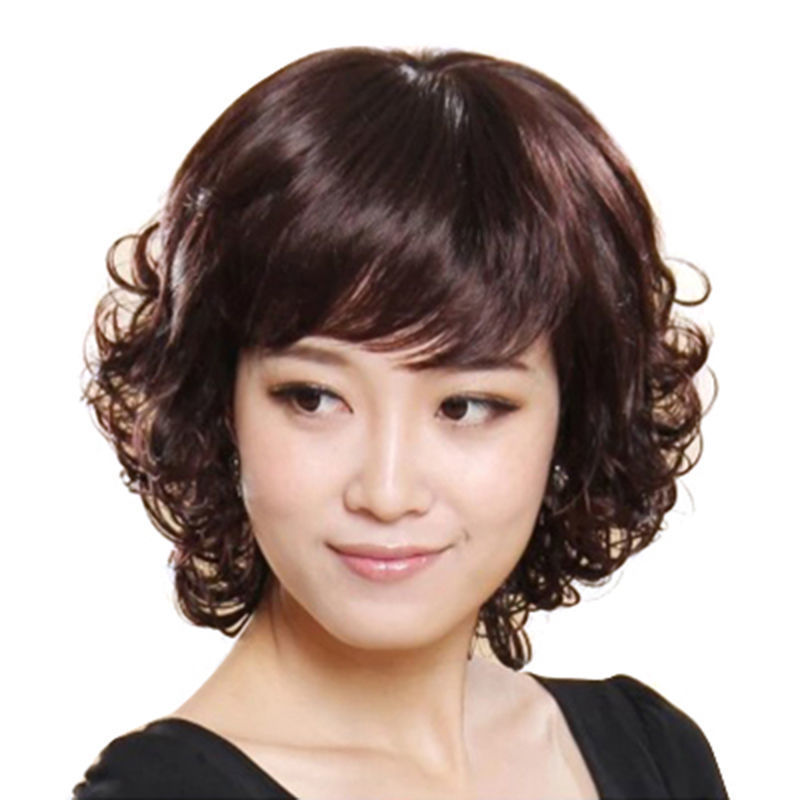 Bộ Tóc Giả Ngắn Xoăn Tự Nhiên Dành Cho Phụ Nữ Trung Niên