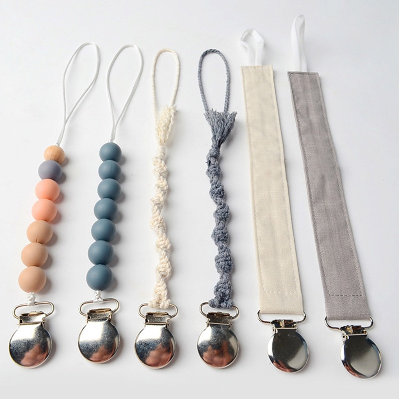 Set 6 Giá Đỡ Núm Vú Giả Xỏ Hạt Silicon Dệt Thủ Công Dạng Chuỗi Hạt DIY Dành Cho Trẻ Em Chăm Sóc Bé L