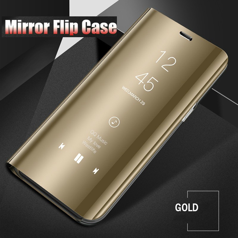 Xiaomi Redmi 5 Plus Go Note 4 4x 3 Case Clear View Electroplate Mirror Flip Stand Cover