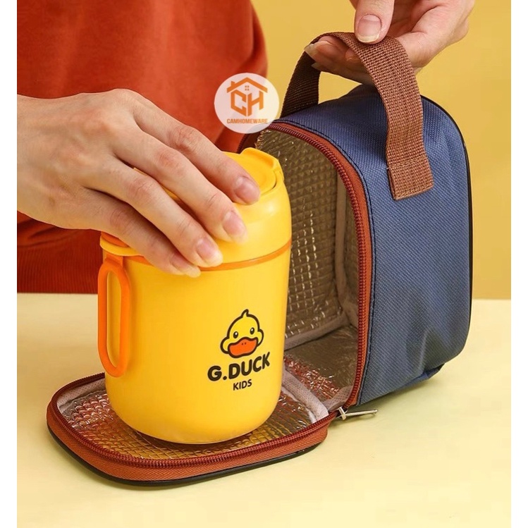 Bình Giữ Nhiệt Vịt Vàng 550ml, Đựng Cơm, Cháo, Giữ Nhiệt Tặng Thìa