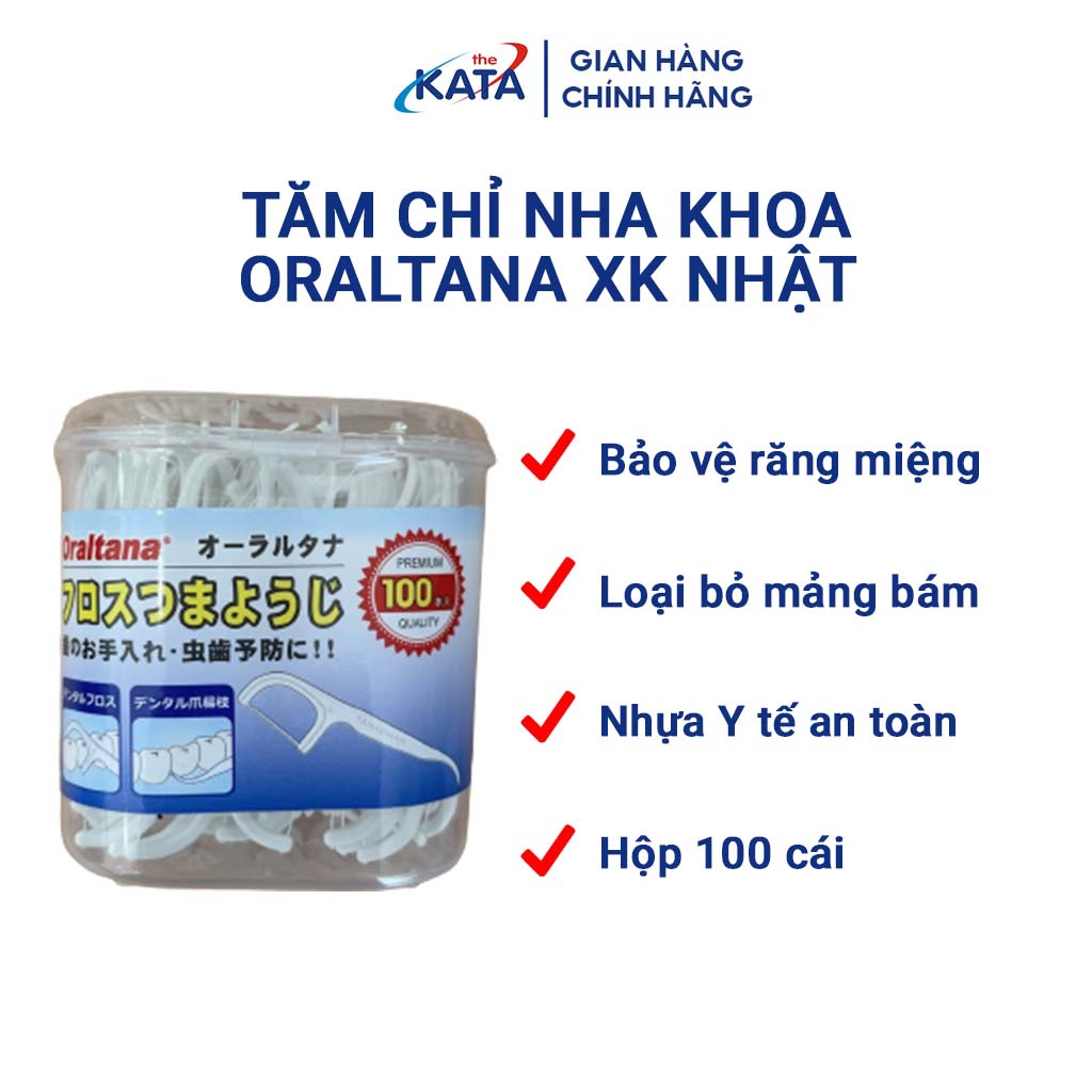 Tăm Chỉ Nha Khoa Oraltana XK Nhật, Hộp 100 Cái- Màu Xanh - KP030