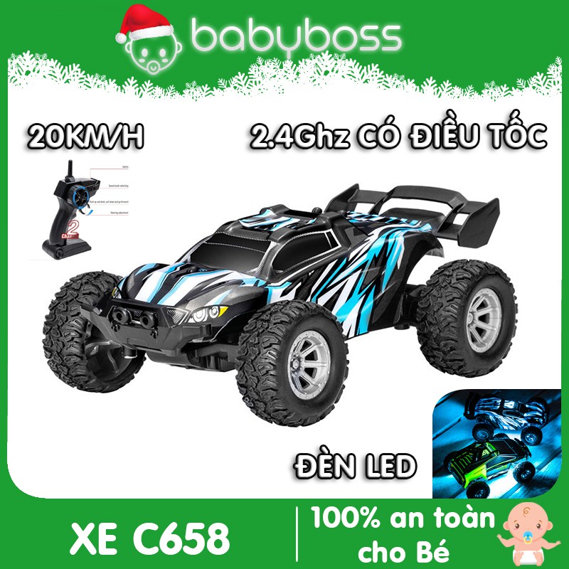 Xe mini điều khiển từ xa tốc độ cao có điều tốc đèn led 2.4ghz C638 C658 - Babyboss