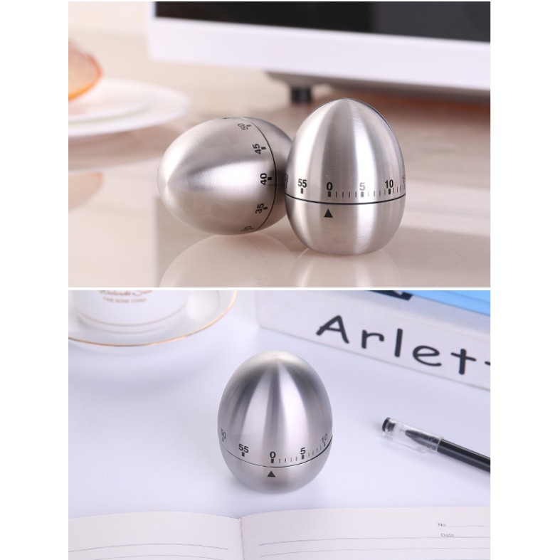 Đồng hồ hẹn giờ làm bài tập, nấu ăn hình quả trứng chất liệu inox