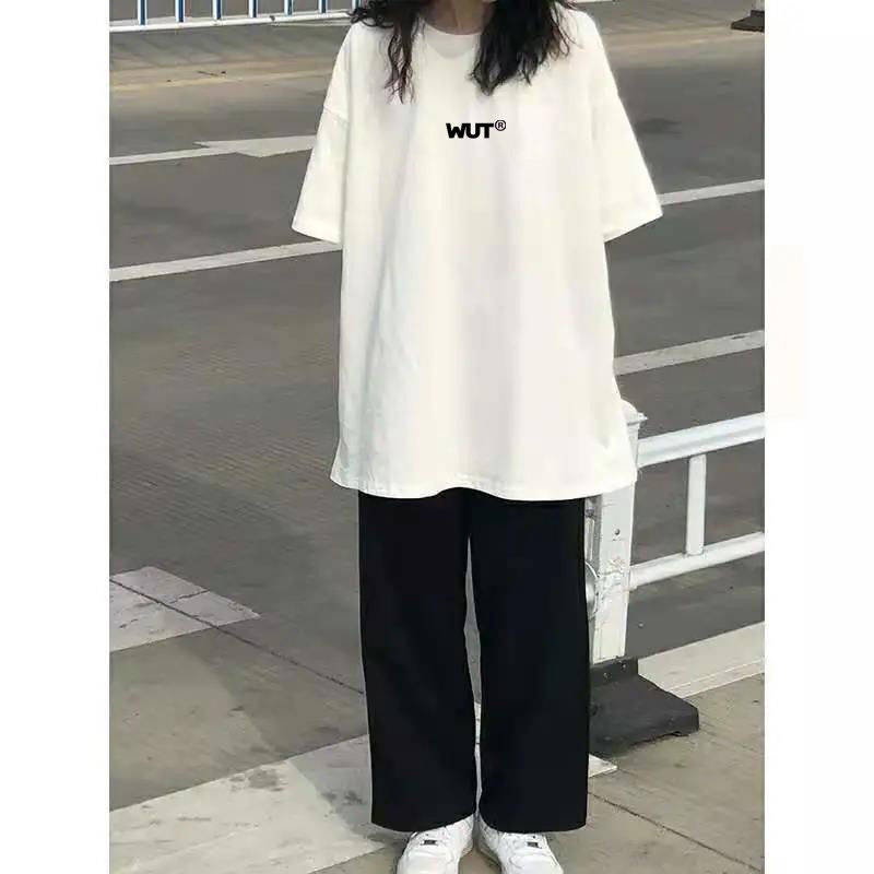 áo croptop Set Áo Thun Tay Ngắn Dáng Rộng + Quần Short Lưng Cao Ống Rộng Thời Trang Mùa Hè 2021