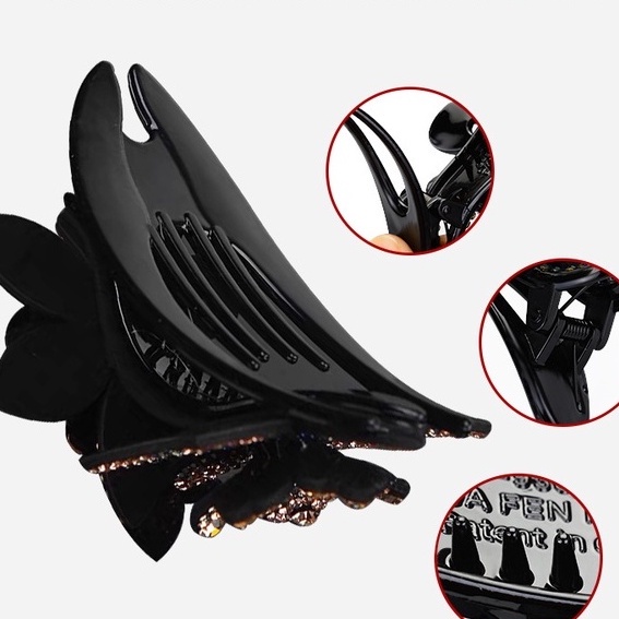 Kẹp Tóc Mỏ Vịt Cỡ Lớn Đính Pha Lê Phong Cách Hàn Quốc Thanh Lịch Cho Nữ