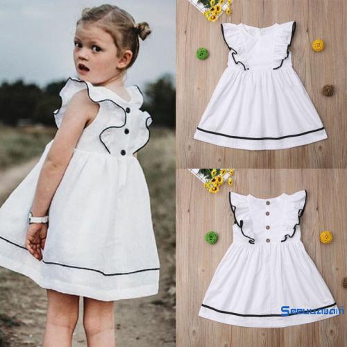 ❥☀✿SEEToddler Kids Baby Girls Summer Party Wedding Ruffle Tutu Dress Dresses Skirts Outifts Clothes White