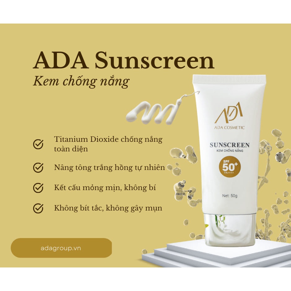 Kem chống nắng ADA Cosmetic Sunscreen SPF50+ PA+++bảo vệ khỏi tia UV, ngăn ngừa lão hóa