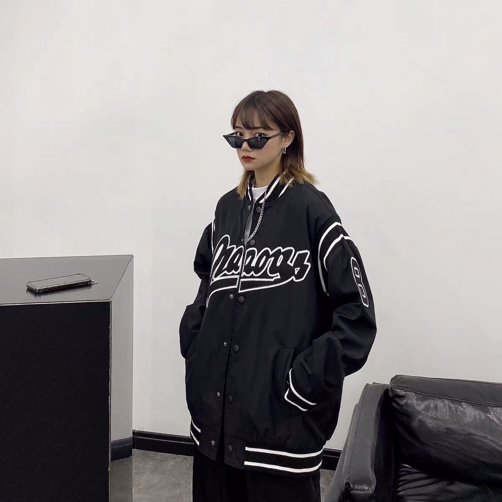 Áo khoác bomber bóng chày nam nữ form rộng unisex Áo khoác bomber gió viền trắng AB ulzzang Freeship Sale