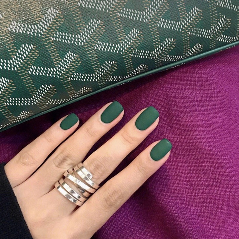 Bộ 24 móng tay giả Nail Nina  họa tiết xanh lá cây mã 404【Tặng kèm dụng cụ lắp】