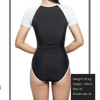 Đồ bơi liền mảnh BOLD BIKINI màu trắng đen tay ngắn có khóa kéo | BigBuy360 - bigbuy360.vn