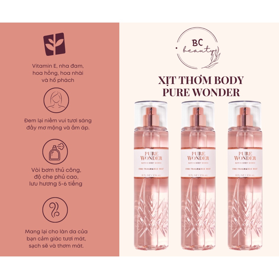 Trọn Bộ Bath And Body Works Hương Pure Wonder | Sữa Tắm Hương Nước Hoa, Xịt Thơm Body, Kem Dưỡng Ẩm Nhập Khẩu USA 100%