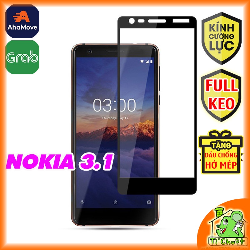 [FULL KEO-Ảnh Thật] Kính CL Nokia 3.1 Cường Lực 2.5D FULL Màn