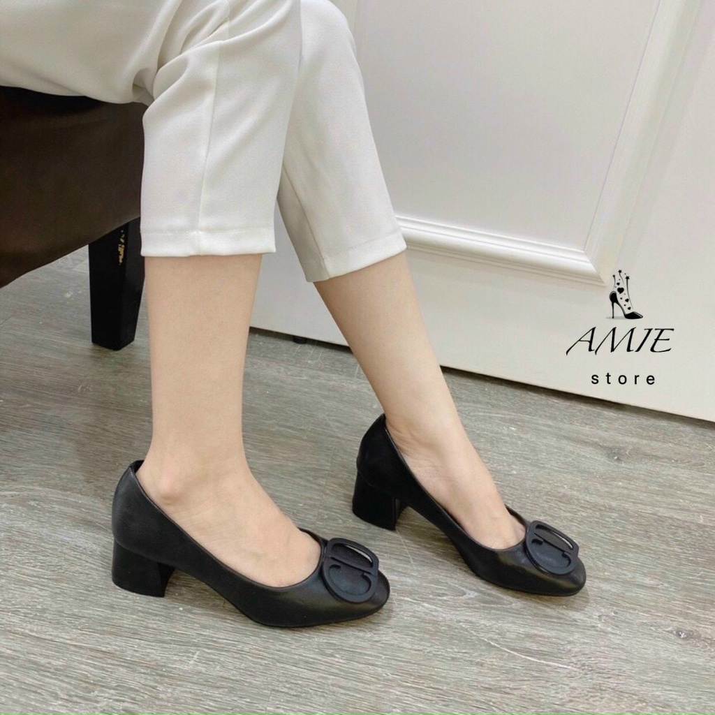 GIÀY CAO GÓT DA MỊN KHUY CD GÓT THẤP - 3P