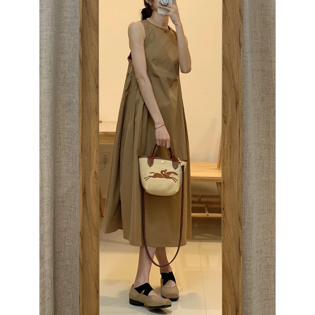 Xiaozhainv Đầm Dài Không Tay Kiểu Pháp Thời Trang Mùa Hè Thanh Lịch Cho Nữ