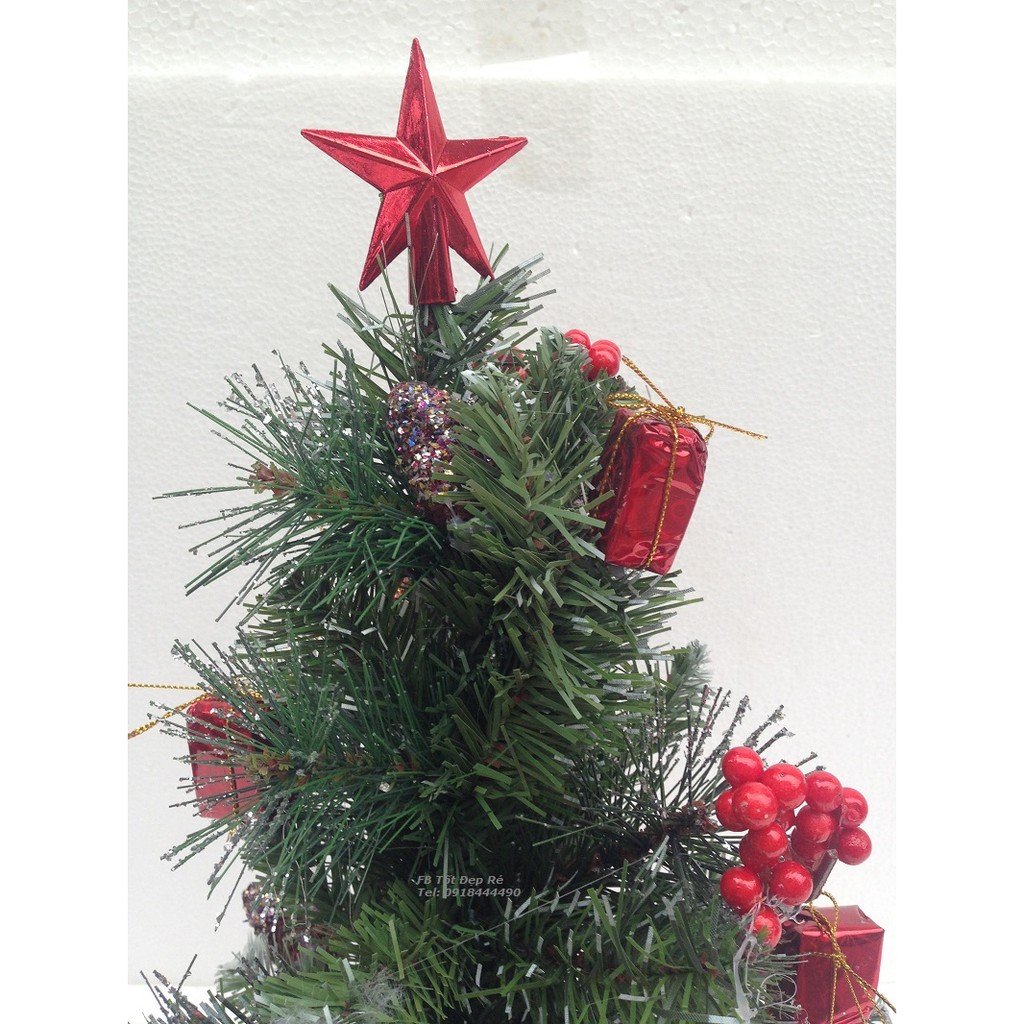 Cây thông noel mini để bàn 2 loại lá, trang trí nhiều họa tiết đẹp