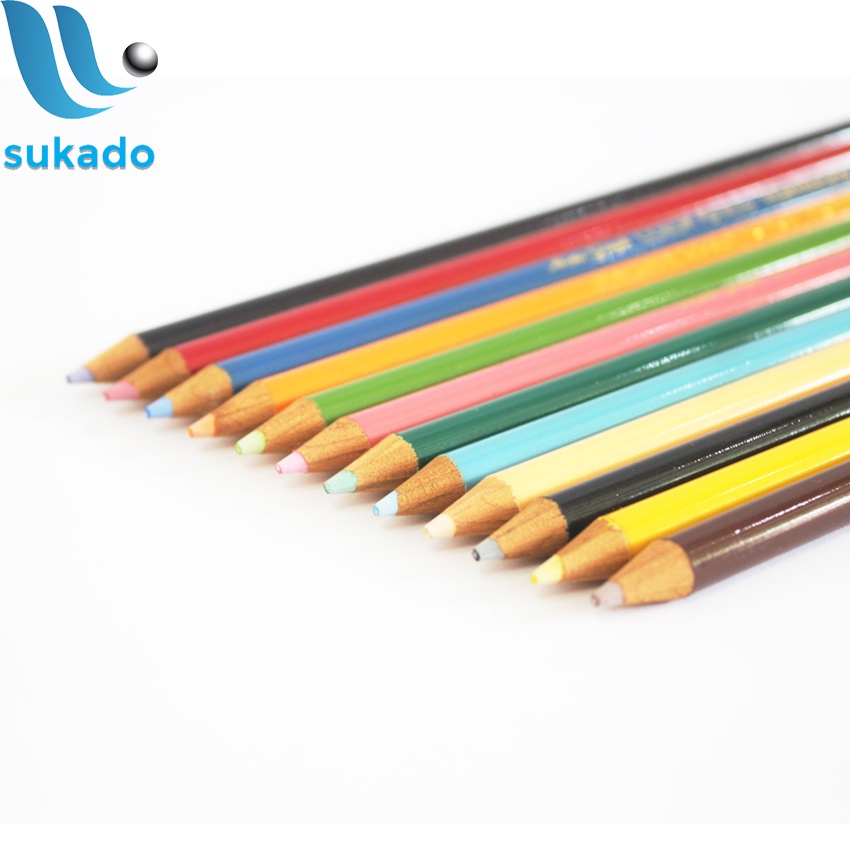 Bút chì màu gốc dầu cao cấp cho bé 12 màu CN-800RS hộp thiếc -xuất xứ Japan SUKADO