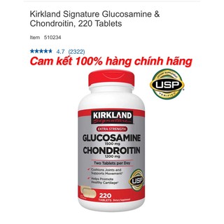 [Bill Mỹ/có sẵn giao liền/Date xa: 02/2024] Viên uống bổ khớp Kirkland Glucosamine Chondroitin 220 viên