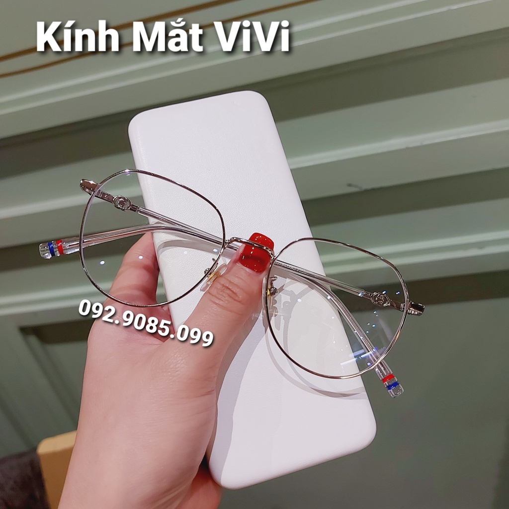Gọng kính cận nữ thời trang hàn quốc dáng oval V2063 chất liệu kim loại, nhận cắt cận viễn loạn Kính mắt ViVi