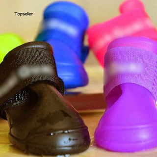 Bộ 4 giày cao su chống thấm nước màu sắc kẹo ngọt cho thú cưng - ảnh sản phẩm 1
