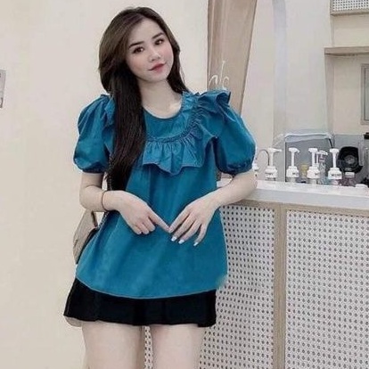 Áo bầu kiểu đồ công sở đẹp dáng babydoll xinh thiết kế Freesize 65kg