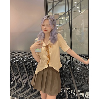 Áo thun croptop đan dây trước ngực màu trắng basic ulzzang TOT - Made by Toneontone