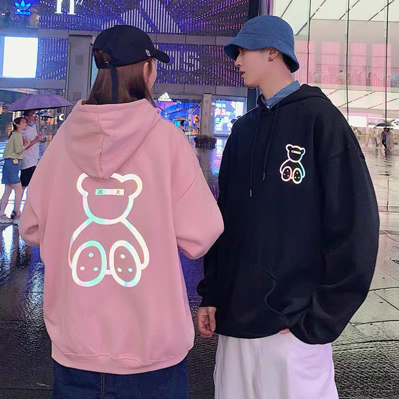 Áo HOODIE UNISEX hình gấu phản quang nổi bật