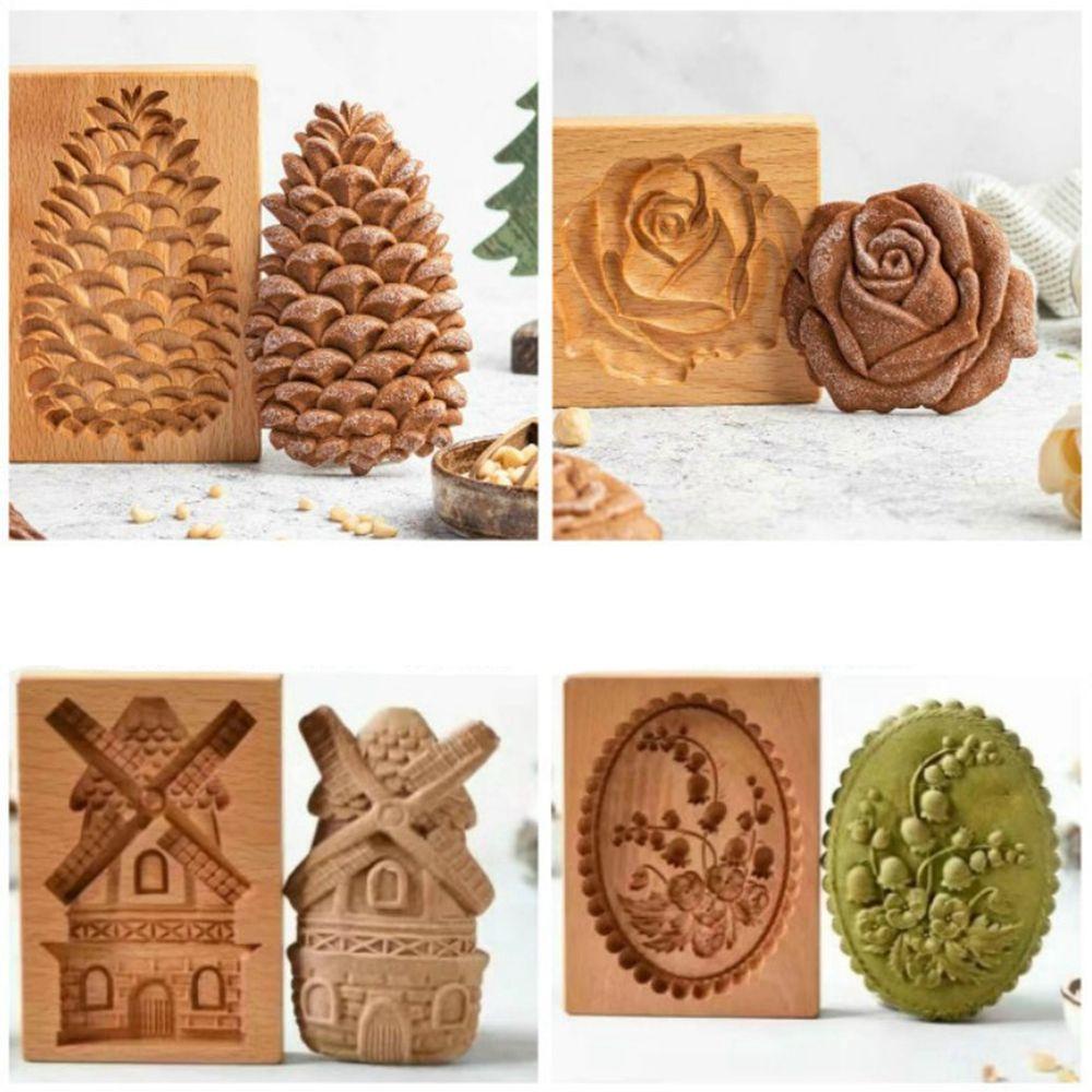 Khuôn Làm Bánh Quy Bằng Gỗ Tạo Hình 3D Độc Đáo Tiện Dụng